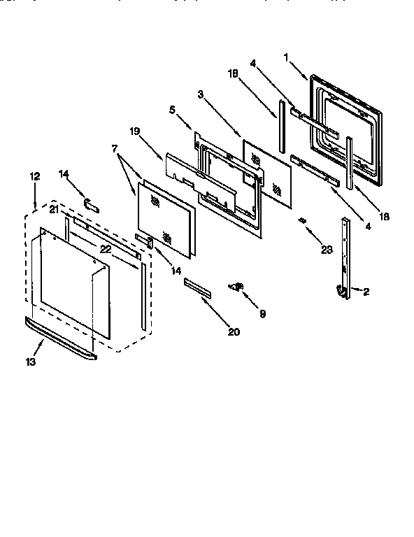 Whirlpool RBD275PDB2 upper oven door diagram