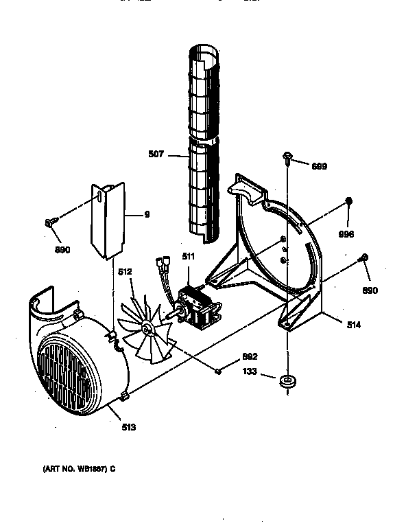GE JSP31WV2WW blower diagram