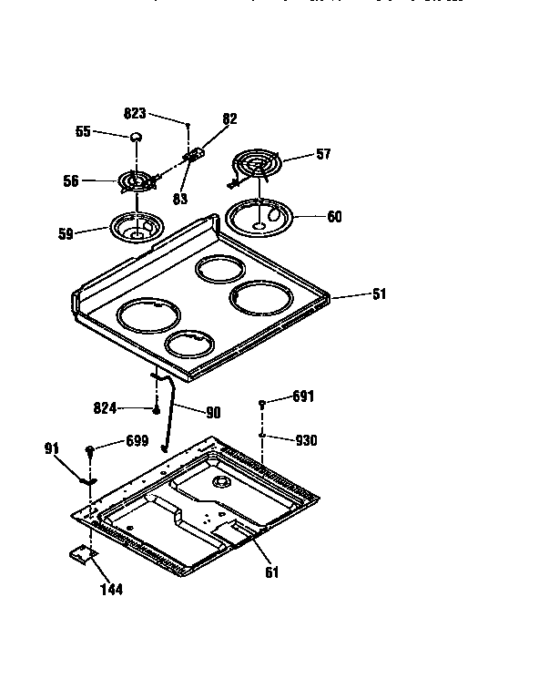 Kenmore 91193271790 main top section diagram