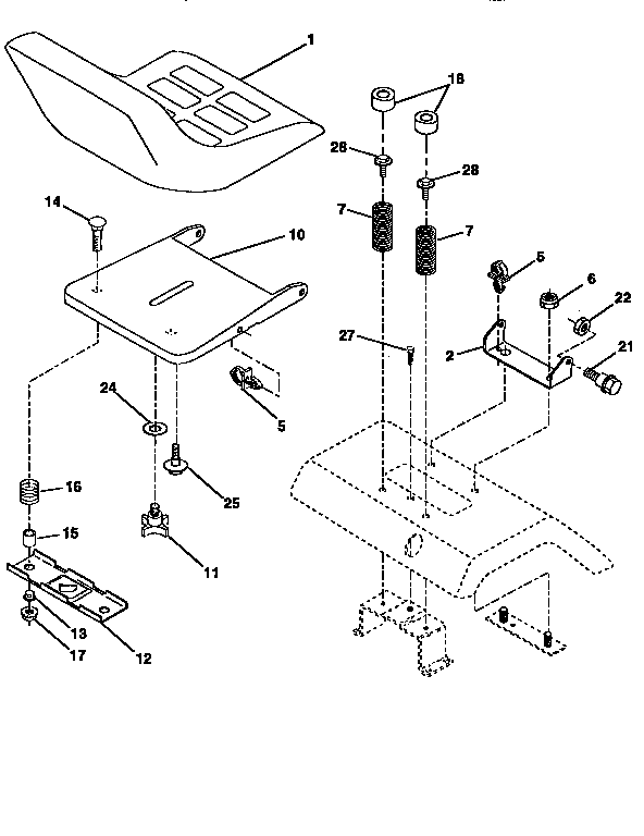 Craftsman 917258580 seat assembly diagram