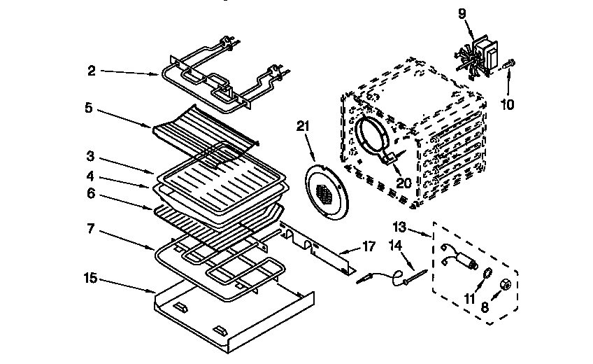 KitchenAid KEBS277DHW2 internal oven diagram