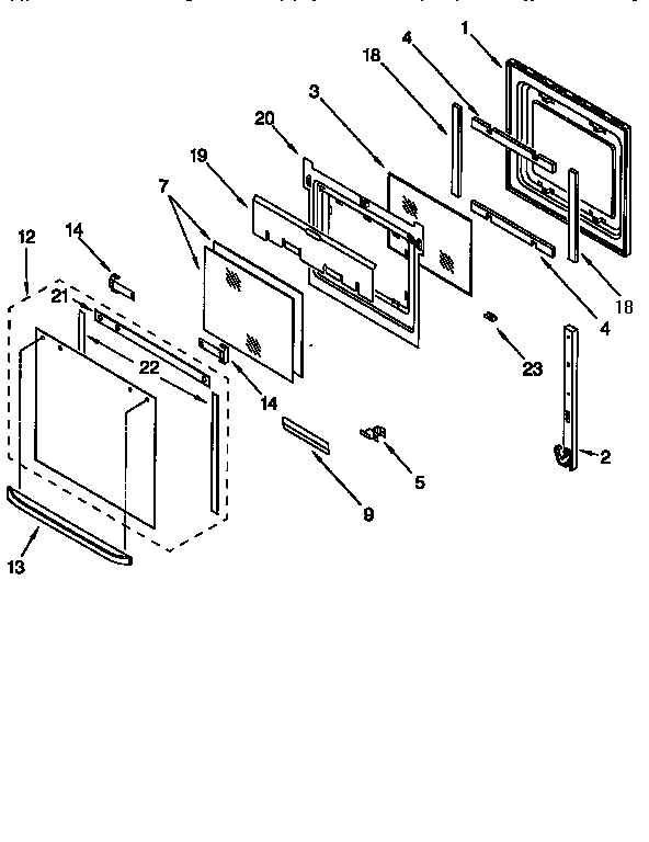 KitchenAid KEBI141DWH2 oven door diagram