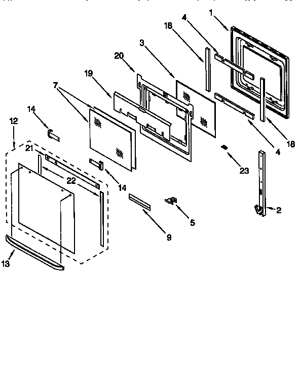 KitchenAid KEBS147DWH2 oven door diagram