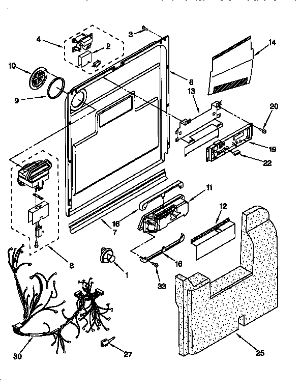 KitchenAid KUDI24SEWH1 door and latch diagram