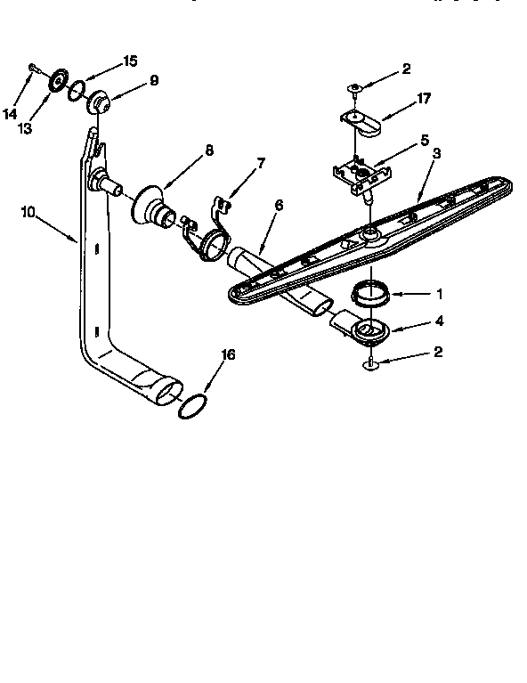 KitchenAid KUDI24SEWH1 upper wash and rinse diagram