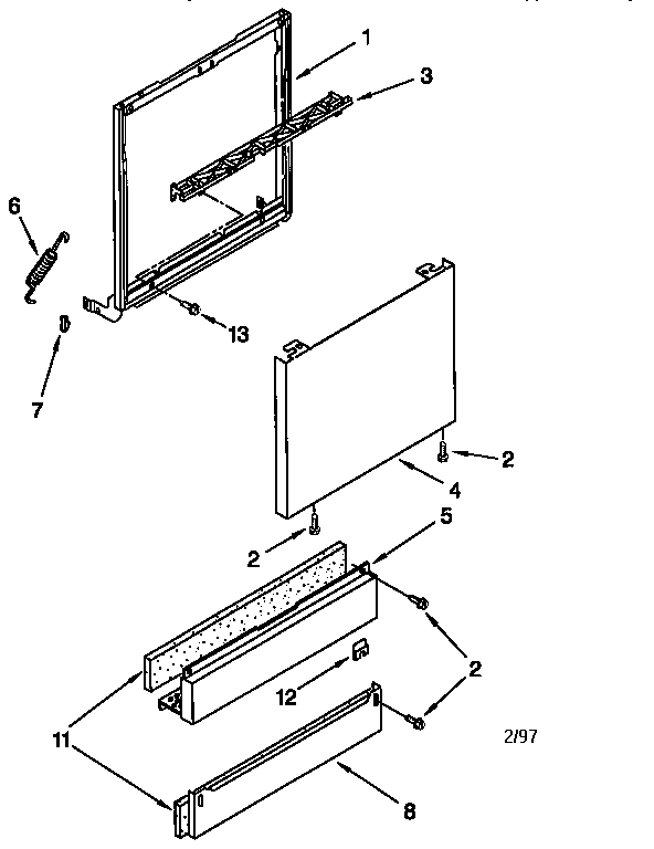 KitchenAid KUDM24SEBL1 door and panel diagram