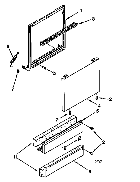 KitchenAid KUDV24SEWH1 door and panel diagram