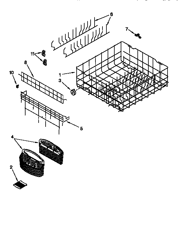 KitchenAid KUDV24SEWH1 lower rack diagram