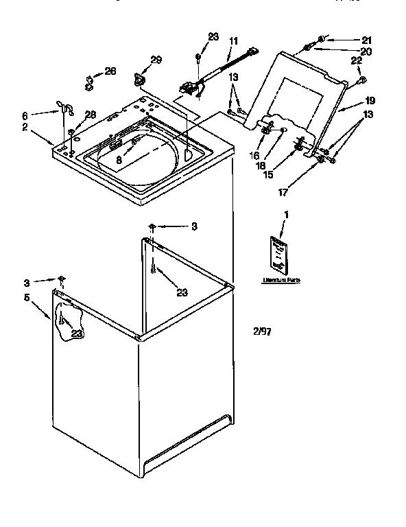 Kenmore 11026824691 top and cabinet diagram