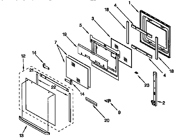 Whirlpool RBD276PDB2 oven door diagram