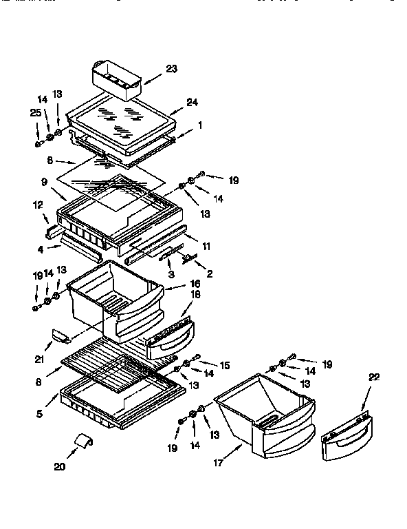 KitchenAid KSRS27QFAL00 refrigerator shelf diagram