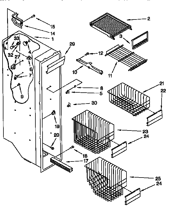 KitchenAid KSRS27QFAL00 freezer liner diagram