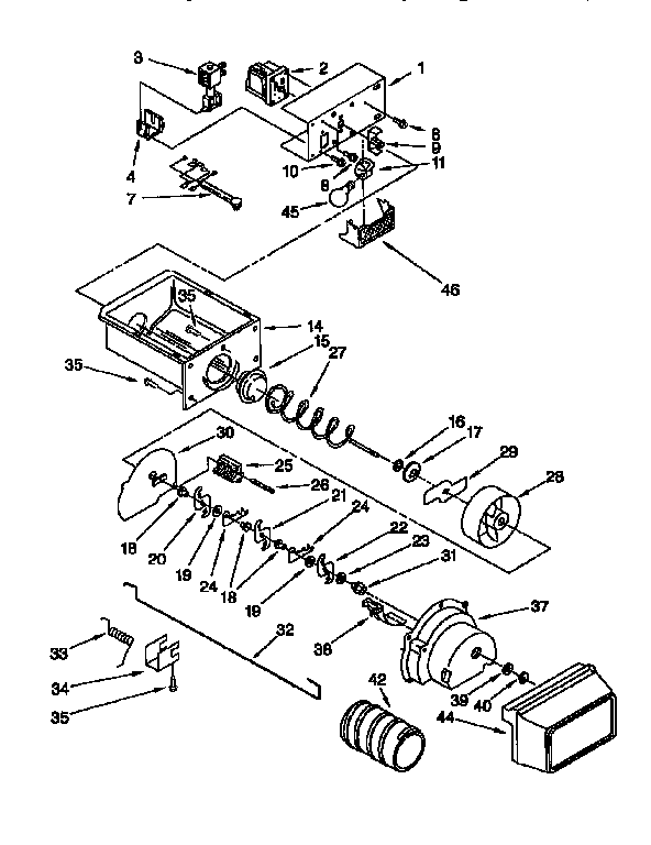 KitchenAid KSRS27QFAL00 motor and ice container diagram