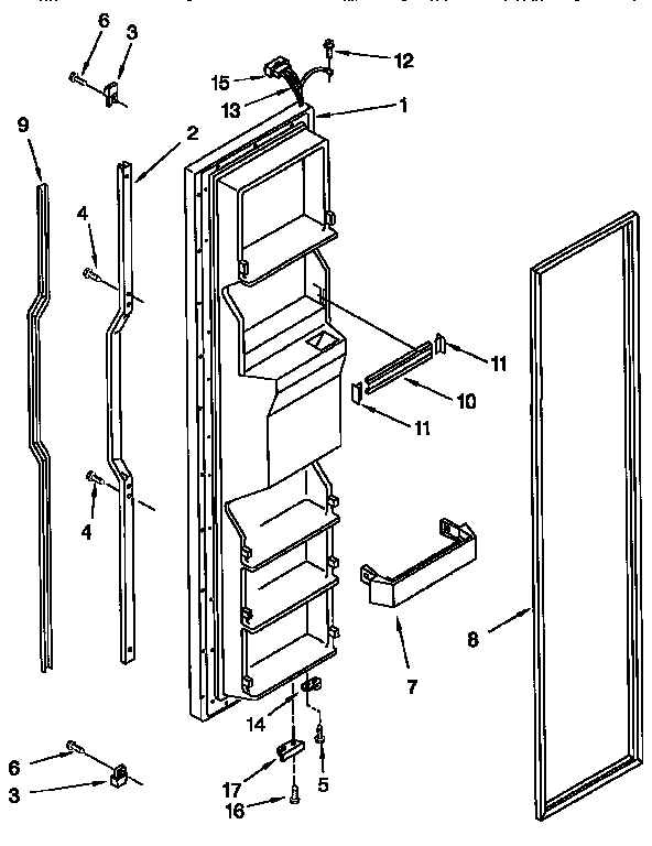 KitchenAid KSRS27QFAL00 freezer door diagram