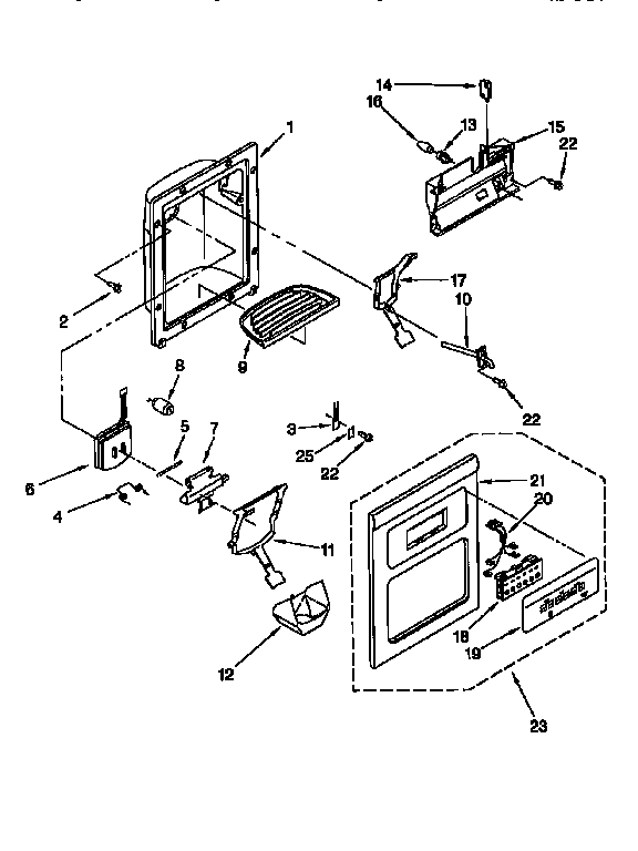 KitchenAid KSRS27QFAL00 dispenser front diagram