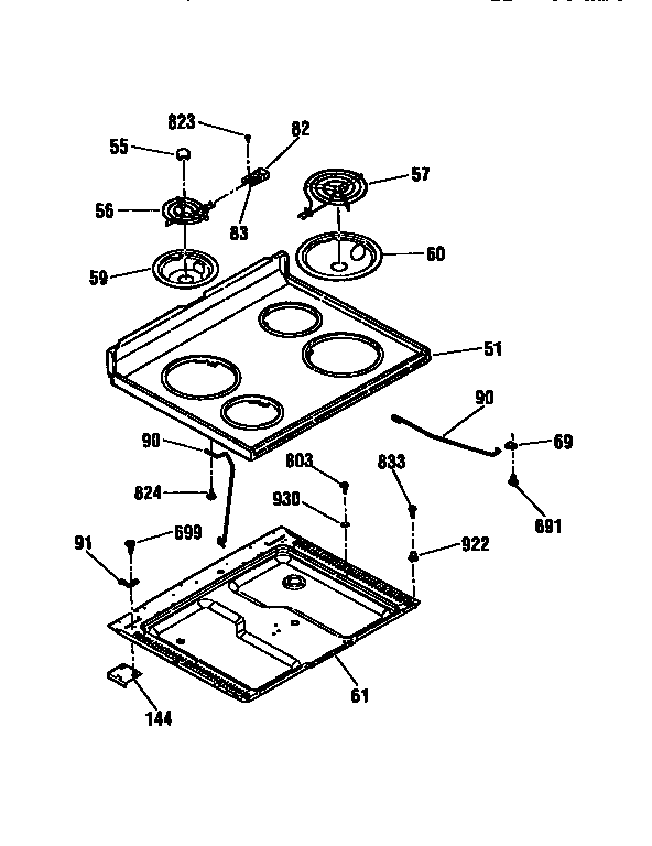 Kenmore 91192761791 main top section diagram