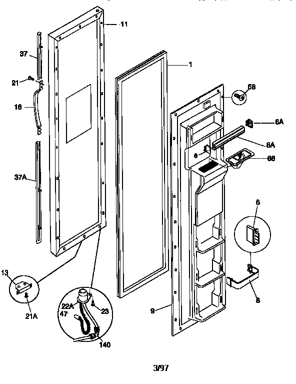 Kenmore 25357687790 freezer door diagram