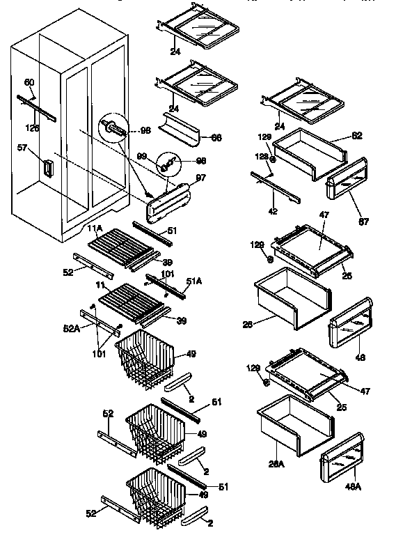 Kenmore 25357687790 shelves and accessories diagram
