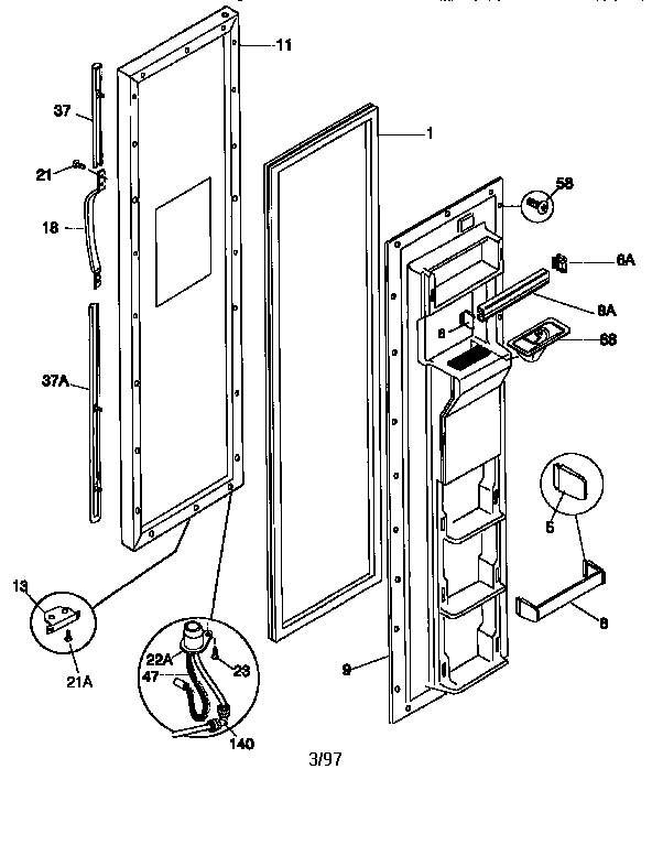 Kenmore 25357672790 freezer door diagram