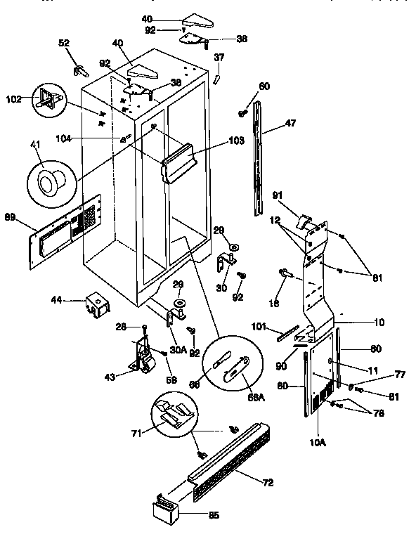 Kenmore 25357672790 cabinet parts diagram