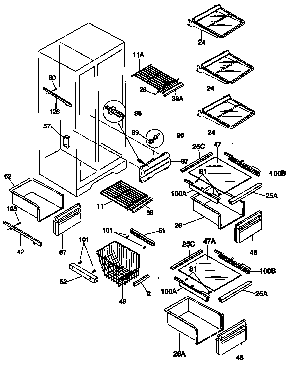 Kenmore 25357672790 shelves and accessories diagram