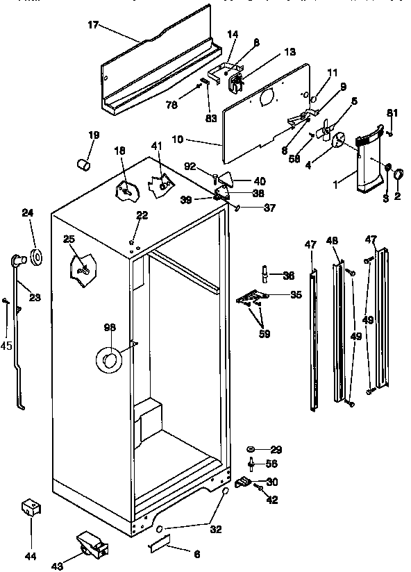 Kenmore 25376847790 cabinet parts diagram