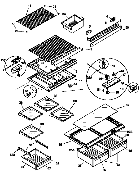 Kenmore 25376847790 shelves and accessories diagram