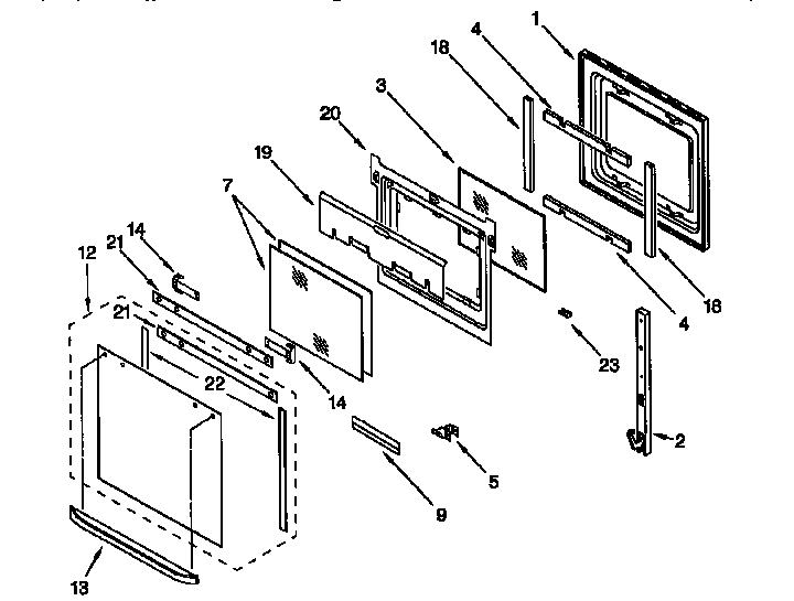 Whirlpool RBS305PDZ1 oven door diagram