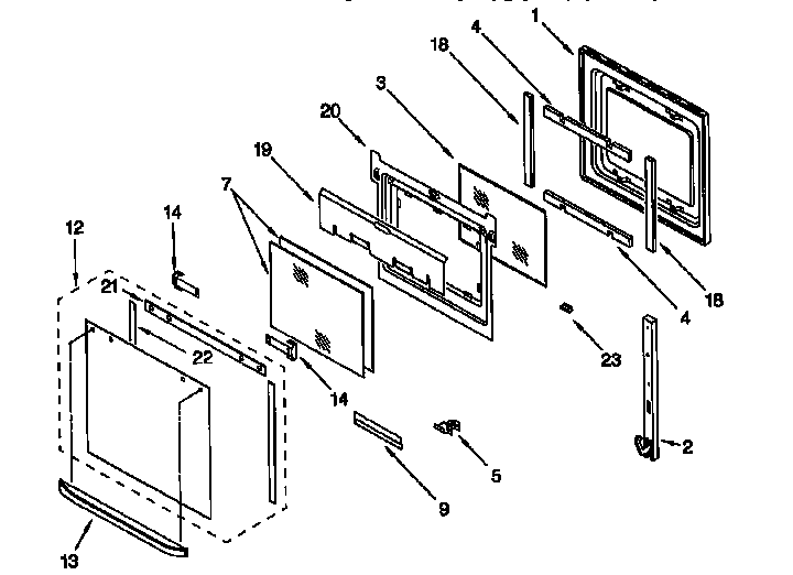 Whirlpool RBS245PDQ1 oven door diagram