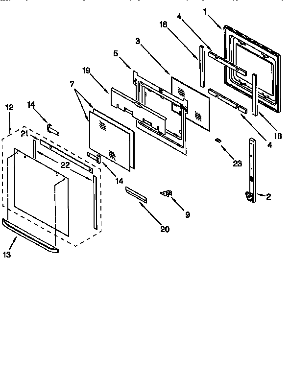 Whirlpool RBD245PDQ1 upper oven door diagram