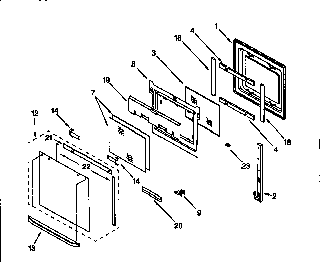 Whirlpool RBD245PDQ3 upper oven door diagram