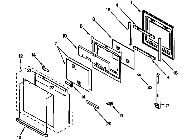 Whirlpool RBD275PDB3 upper oven door diagram