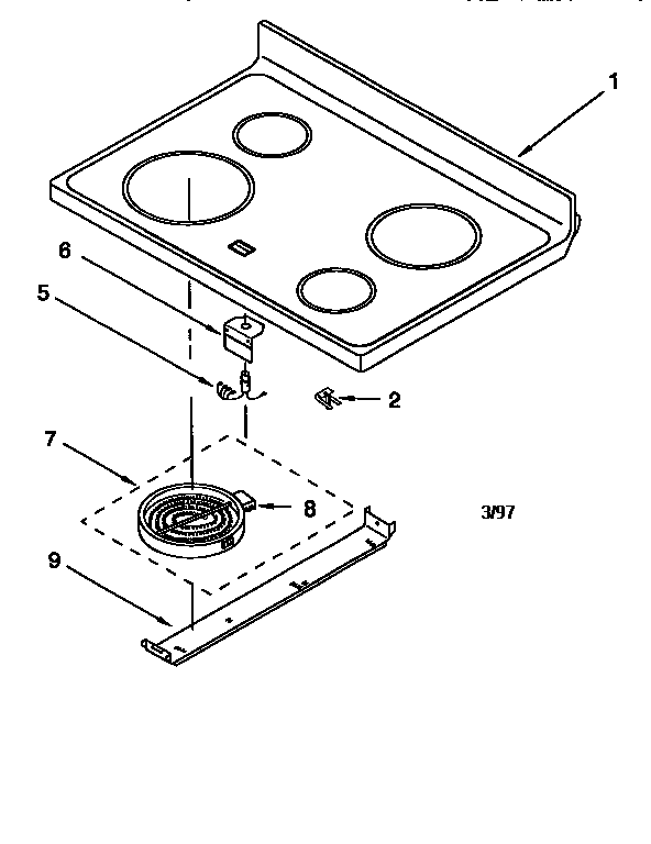 Whirlpool RF364BXEZO cooktop diagram