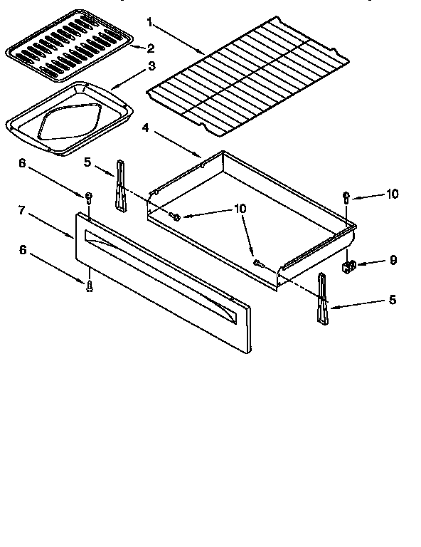 Whirlpool RF364BXEZO drawer and broiler diagram