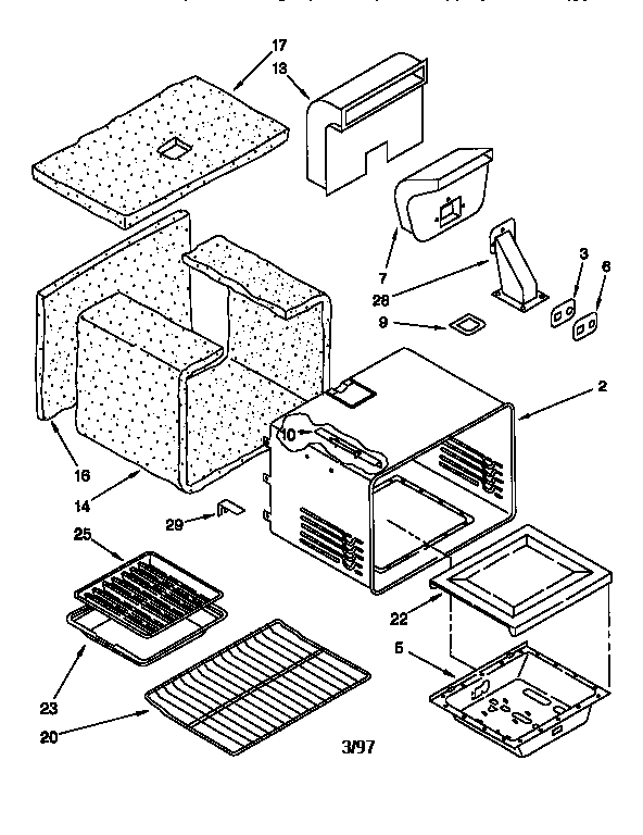 Whirlpool SF378PEWQ1 internal oven diagram