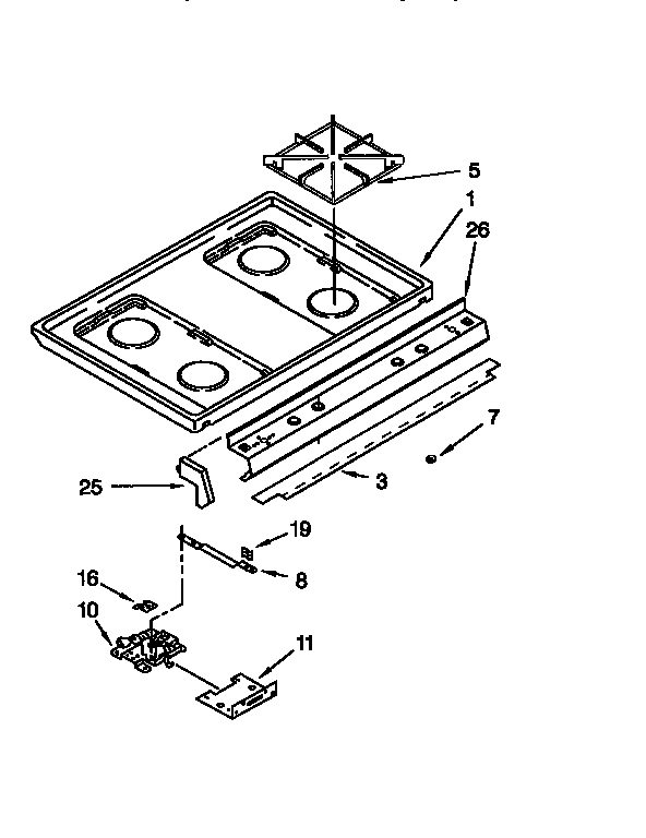 Whirlpool SF378PEWQ1 cooktop diagram