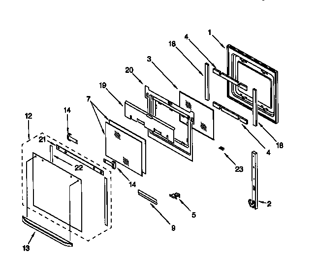 Whirlpool RBS245PDB2 oven door diagram