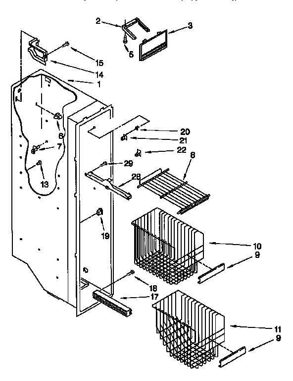 Whirlpool ED22DSXEN01 freezer liner diagram