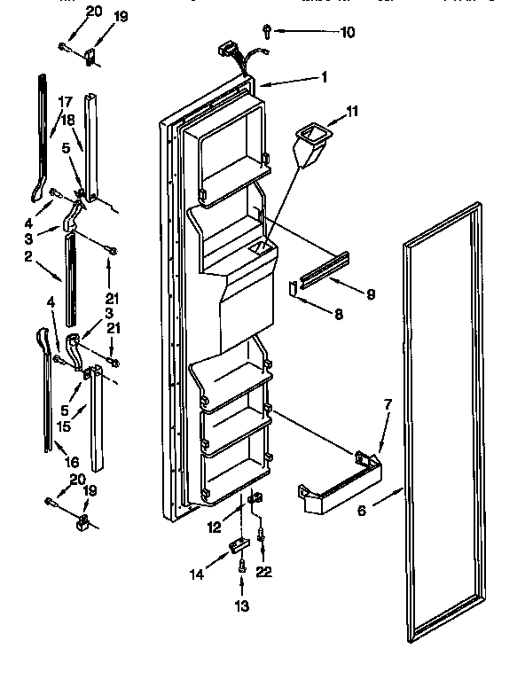 Whirlpool ED22PQXDW04 freezer door diagram