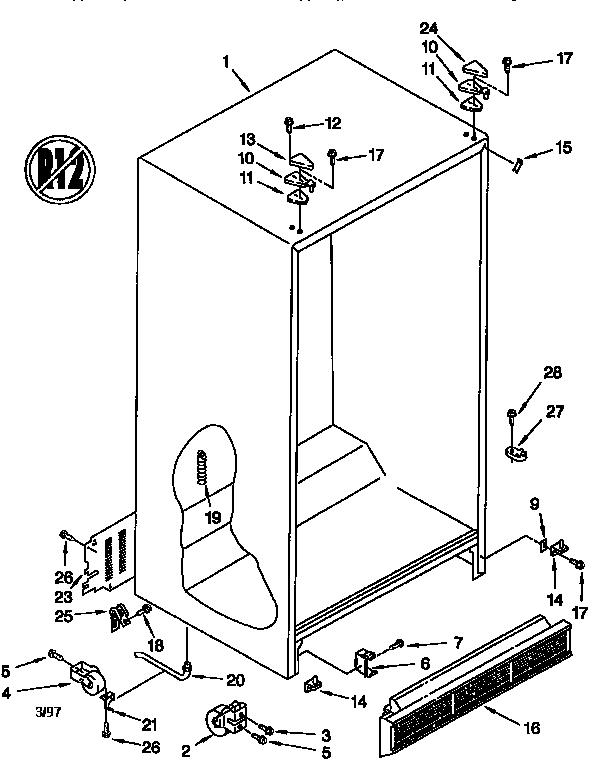Whirlpool ED22DQXEB03 cabinet diagram
