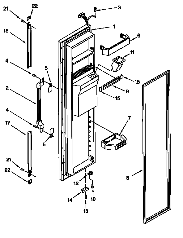 Whirlpool ED22DQXEB03 freezer door diagram