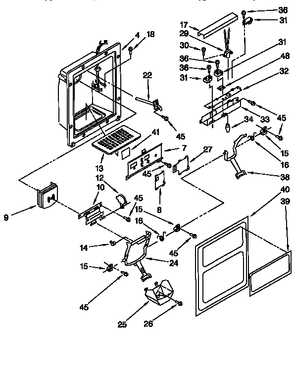Whirlpool ED22DQXEB03 dispenser front diagram