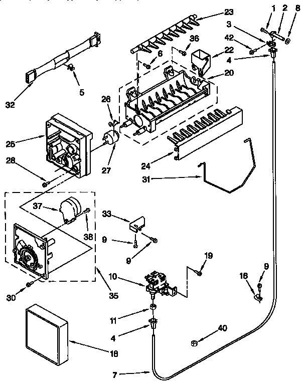 Whirlpool ED22DQXEB03 icemaker diagram