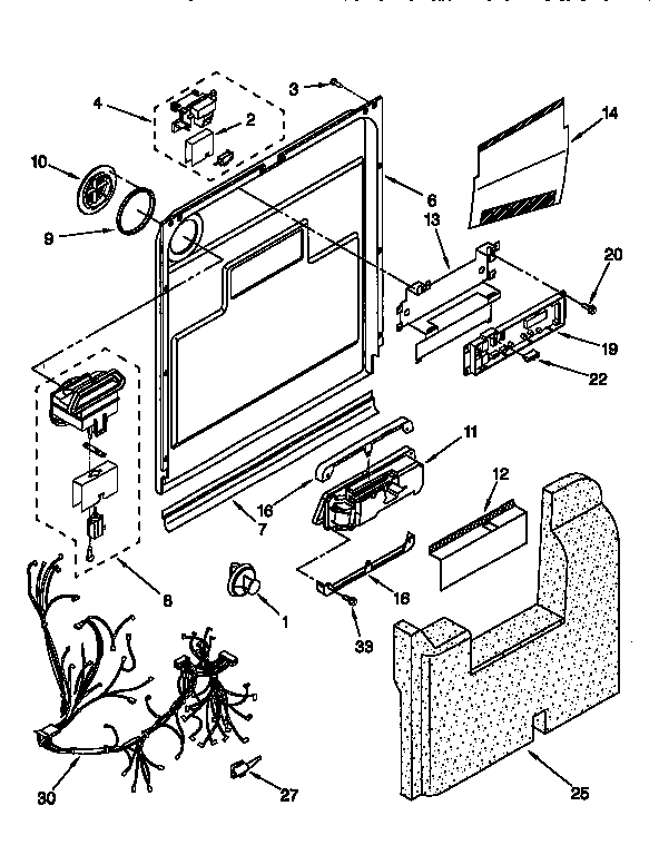KitchenAid KUDR24SEAL2 door and latch diagram