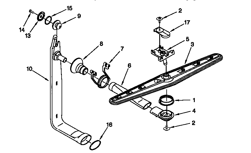 KitchenAid KUDR24SEAL2 upper wash and rinse diagram
