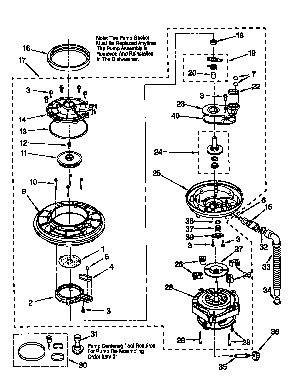 KitchenAid KUDR24SEAL2 pump and motor diagram