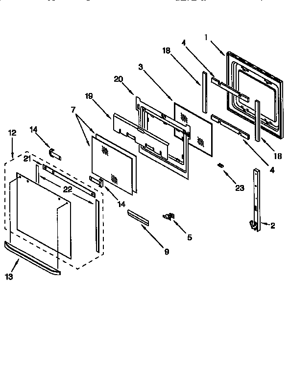 KitchenAid KEBI141DWH1 oven door diagram