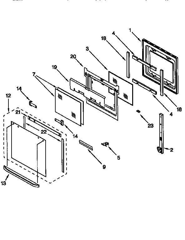 KitchenAid KEBS147DBL1 oven door diagram
