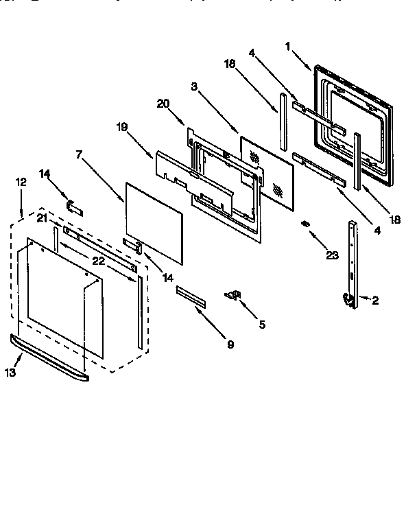 KitchenAid KEBS107DBAL1 oven door diagram