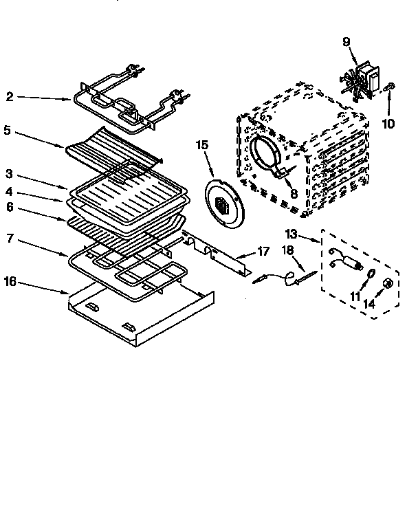 KitchenAid KEBS107DBAL1 internal oven diagram